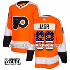 Adidas Maillot de Hockey Philadelphia Flyers Jaromir Jagr 68 2017-2018 Orange USA Flag Fashion Authentic - Enfant